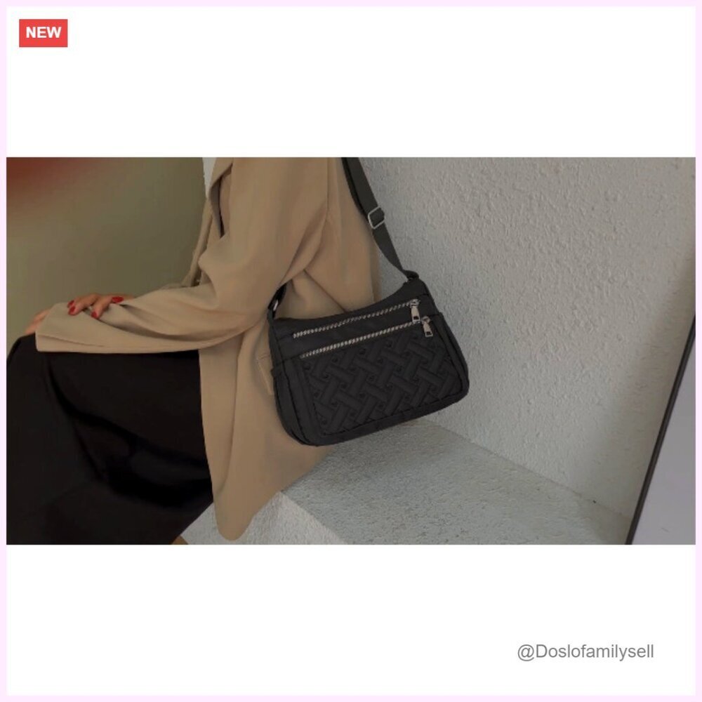 Nylon Crossbody Bag Multi-Pocket Lightweight Work Travel Shoulder Bag - Picture 7 of 7